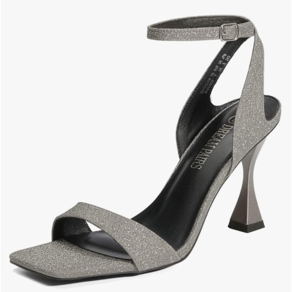 New DREAM PAIRS Square Toe Sexy Stiletto Heels Open Toe Sandals